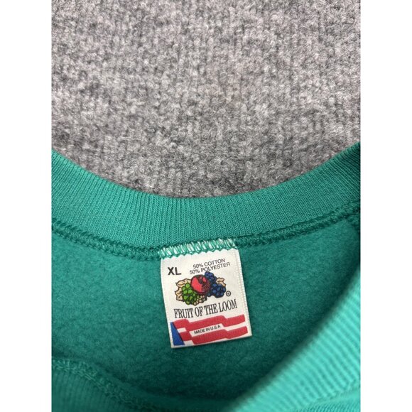 Vintage Habitat Sweatshirt Adult XL Green Wolf Pack Forest Crewneck Made USA 90s - Picture 3 of 6
